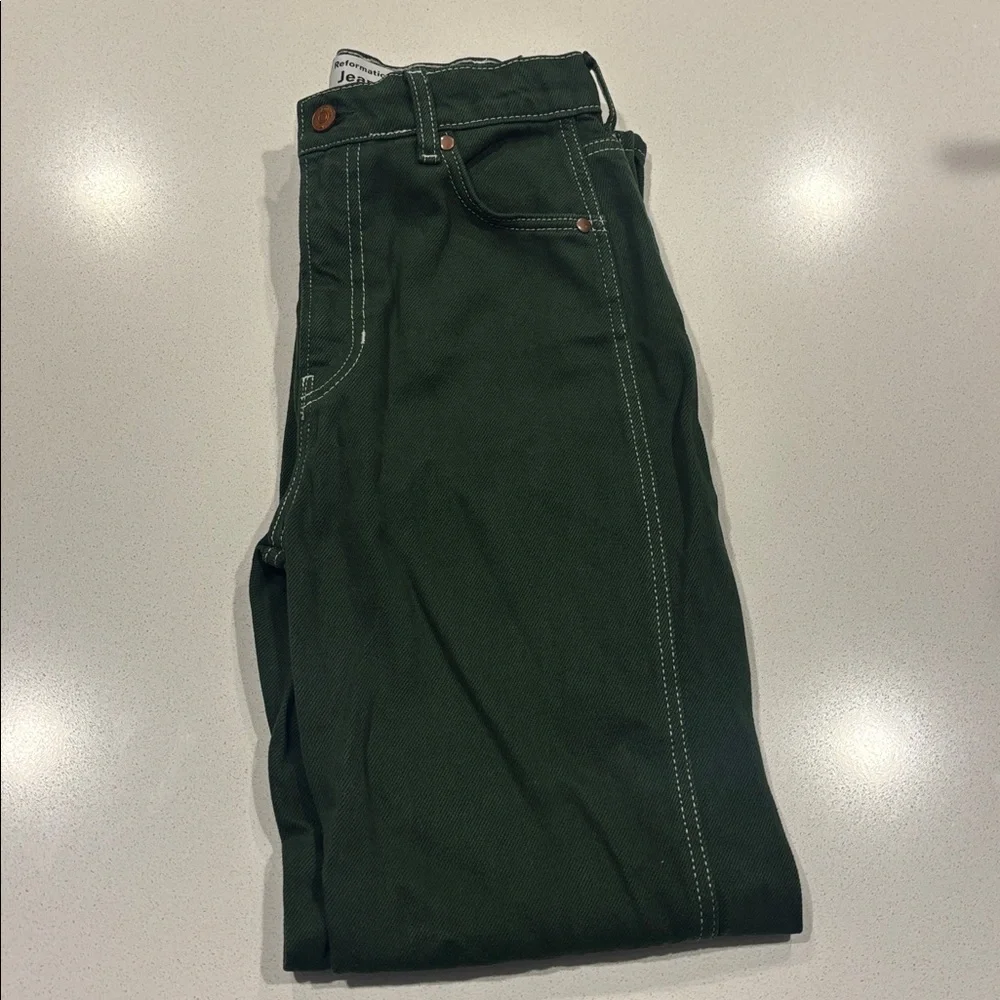Reformation Cowboy Straight Jeans Emerald Size 25 - Picture 3 of 4